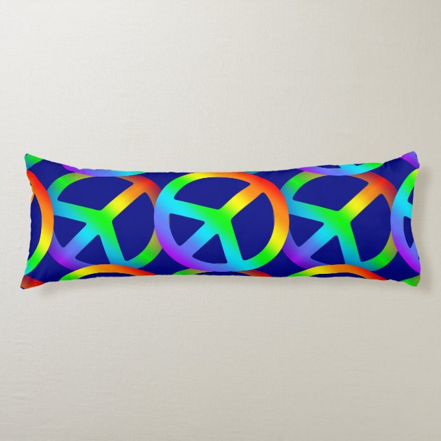 Rainbow Peace Sign Body Pillow (Front)