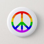 Rainbow Peace Sign Button at Zazzle