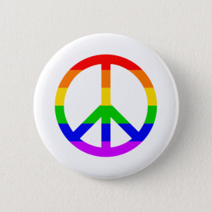 Rainbow Peace Sign Button