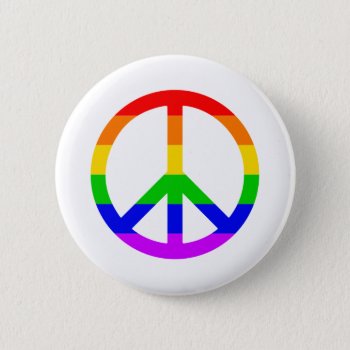 Rainbow Peace Sign Button by HomeStead_Digital at Zazzle
