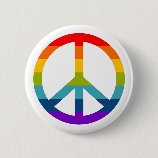 Rainbow Peace Sign Button (Front)