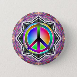 Rainbow Peace Sign Button