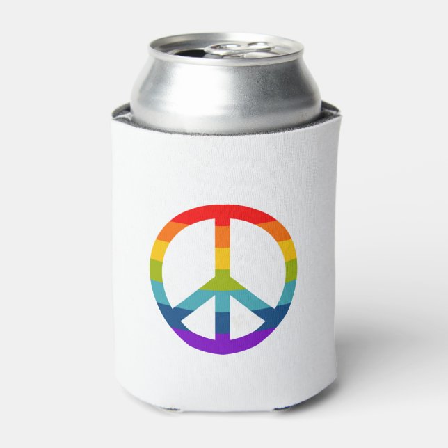 Rainbow Peace Sign Can Cooler (Can Front)