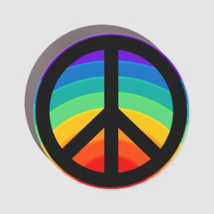 Rainbow Peace Sign Car Magnet