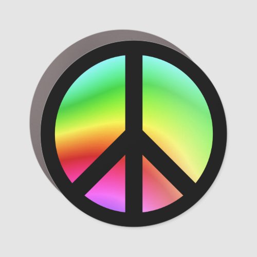 Rainbow Peace Sign Car Magnet