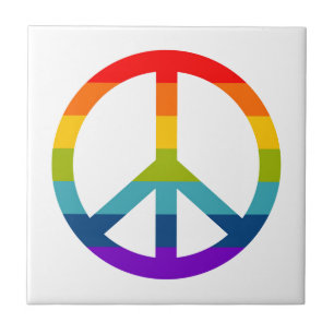 Rainbow Peace Sign Ceramic Tile