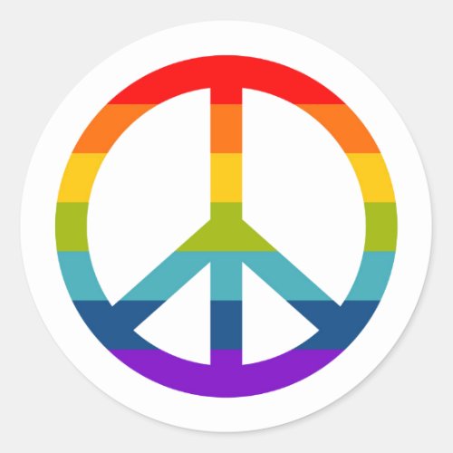 Rainbow Peace Sign Classic Round Sticker