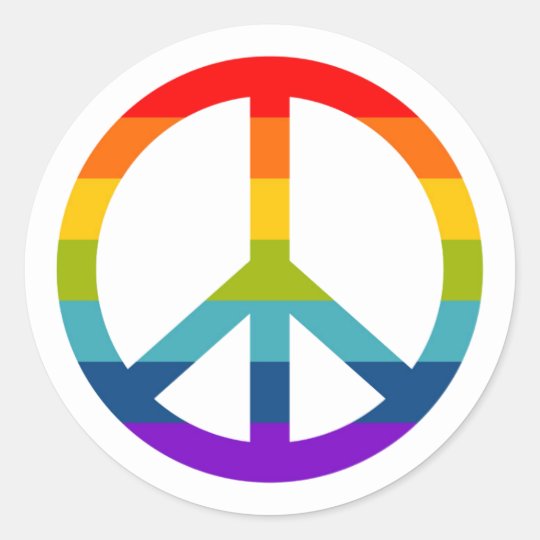 Rainbow Peace Sign Classic Round Sticker | Zazzle.com