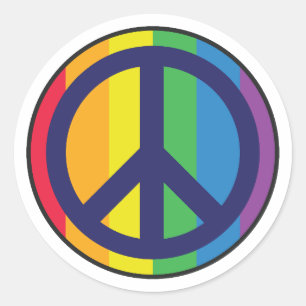 Rainbow Peace Sign Classic Round Sticker