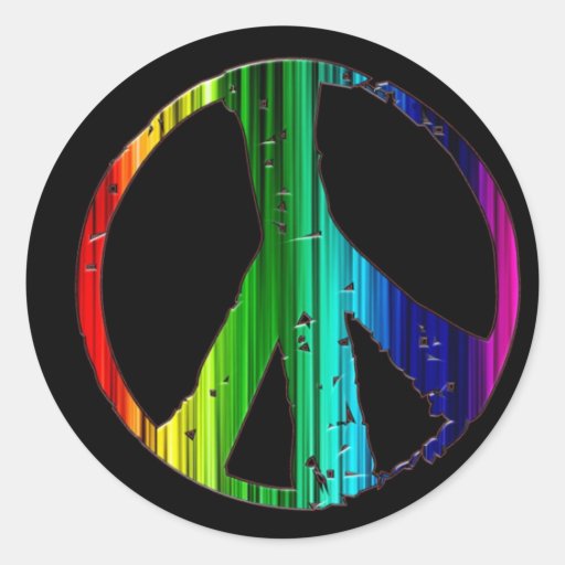 Rainbow Peace Sign Classic Round Sticker | Zazzle