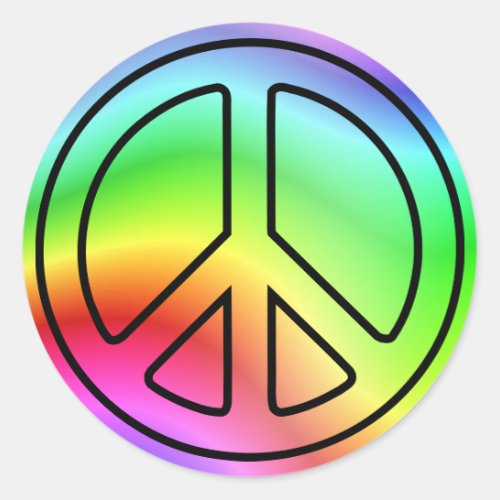 Rainbow Peace Sign Classic Round Stickers