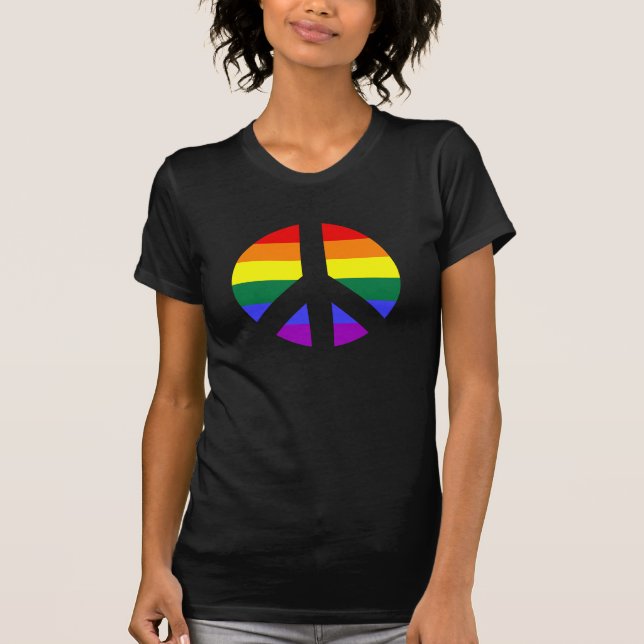 Rainbow Peace Sign Design T-Shirt (Front)
