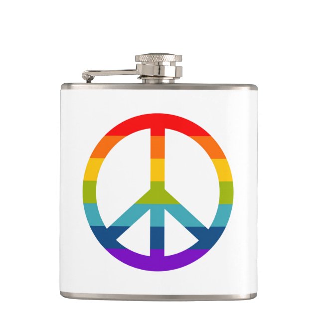 Rainbow Peace Sign Flask (Front)