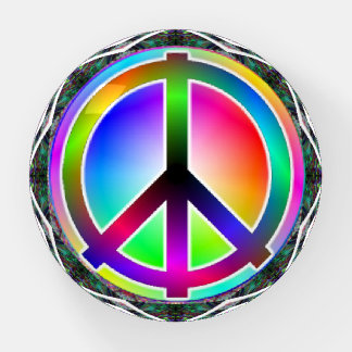 Rainbow Peace Sign - glass Paperweight