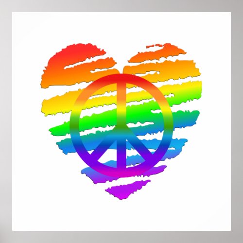 Rainbow Peace Sign Heart