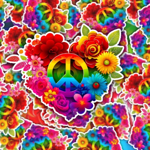 Rainbow Peace Sign Heart Sticker  Die_Cut Sticker