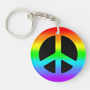 Rainbow Peace Sign Keychain