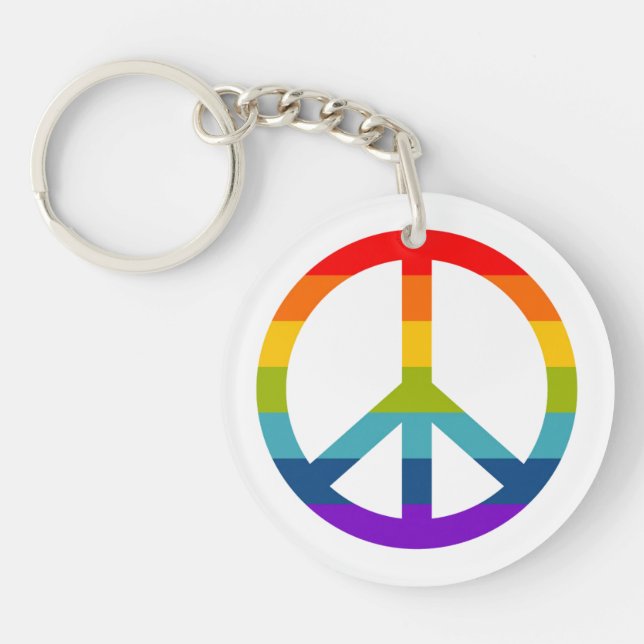 Rainbow Peace Sign Keychain (Front)