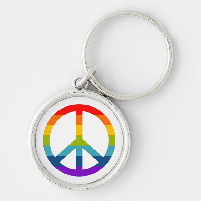 Rainbow Peace Sign Keychain (Front)