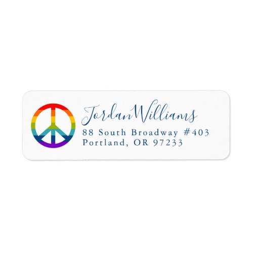 Rainbow Peace Sign Label