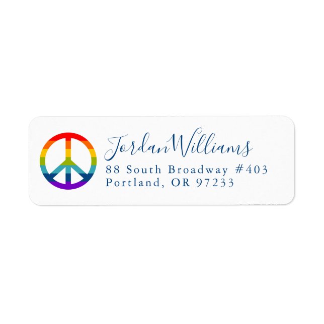Rainbow Peace Sign Label (Front)