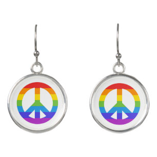 Rainbow Peace Sign LGBTQ+ Earrings
