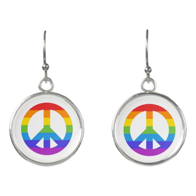 Rainbow Peace Sign LGBTQ+ Earrings (Front)
