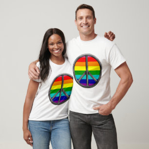 Rainbow Peace Sign LGBTQ Pride Symbol T-Shirt