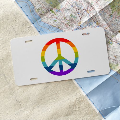Rainbow Peace Sign License Plate