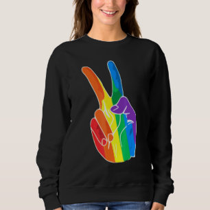 Rainbow Peace Sign Love Lesbian Gay LGBT Pride Sweatshirt