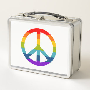 Rainbow Peace Sign Metal Lunch Box