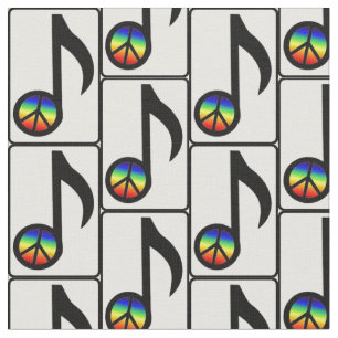 Rainbow Peace Sign Music Note Fabric