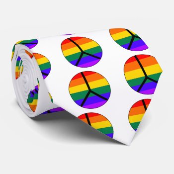 Rainbow Peace Sign Neck Tie by hungaricanprincess at Zazzle