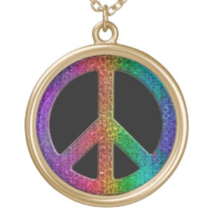 Rainbow Peace Sign Necklace
