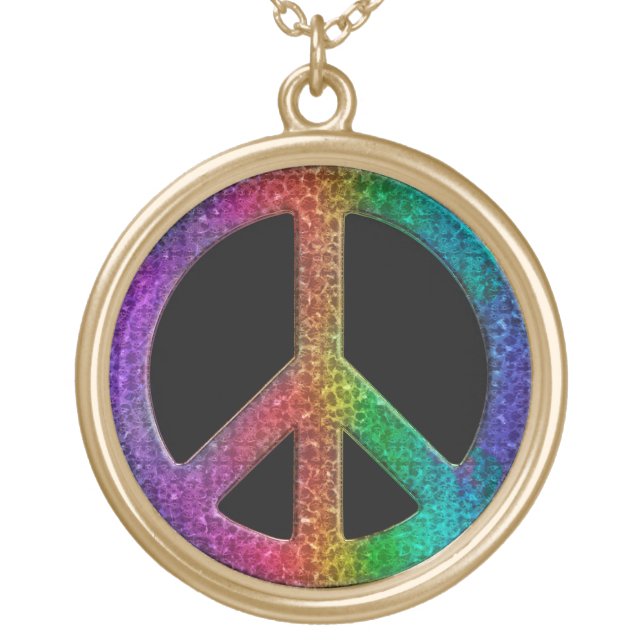 Rainbow Peace Sign Necklace (Front)
