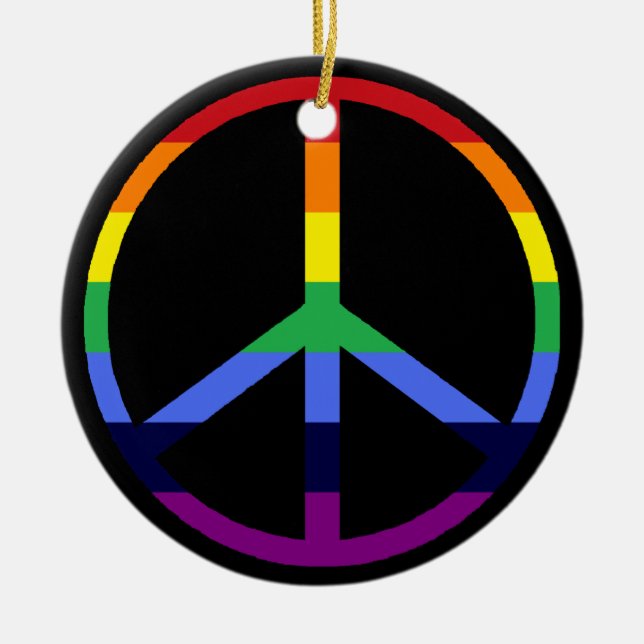 Rainbow Peace Sign Ornament (Front)