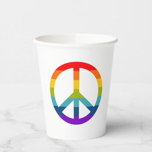 Rainbow Peace Sign Paper Cups