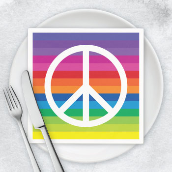 Rainbow Peace Sign Paper Napkins by mangomoonstudio at Zazzle