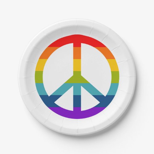 Rainbow Peace Sign Paper Plates