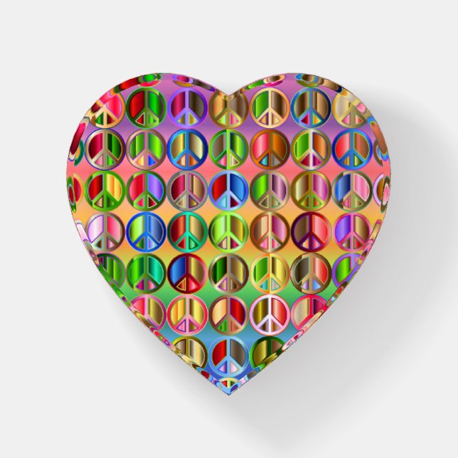 Rainbow peace sign paperweight (Front)