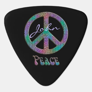 Rainbow Peace Sign Personalized Music Guitar Pick