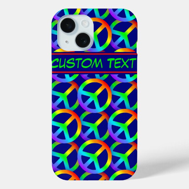 Rainbow Peace Sign Phone Case with Custom Text (Back)