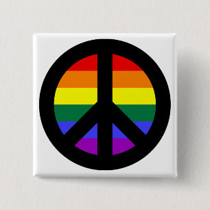 Rainbow Peace Sign Pinback Button