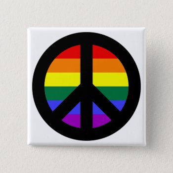 Rainbow Peace Sign Pinback Button by peacegifts at Zazzle