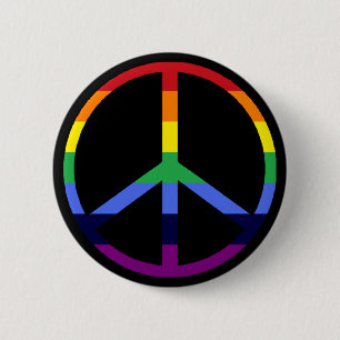 Rainbow Peace Sign Pinback Button