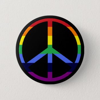 Rainbow Peace Sign Pinback Button by googolperplexd at Zazzle