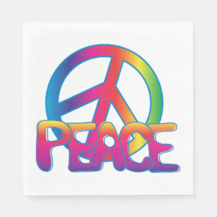 Rainbow Peace Sign Retro Hippie Napkins
