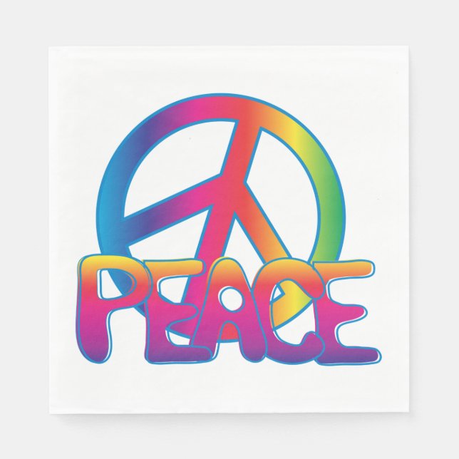 Rainbow Peace Sign Retro Hippie Napkins (Front)