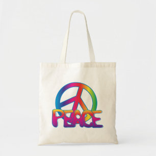 Rainbow Peace Sign Retro Hippie Tote Bag