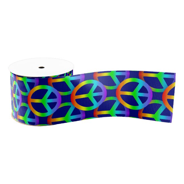 Rainbow Peace Sign Ribbon (Spool)